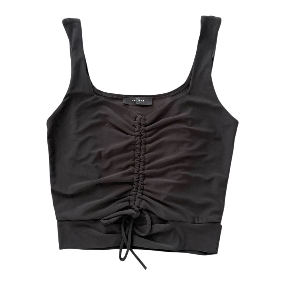 21 Saints Black Ruched Drawstring Tank Top Women Tank Top Mini Size small